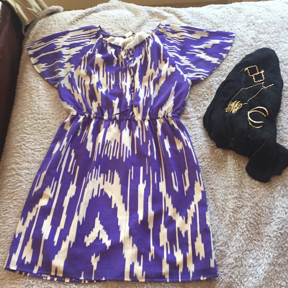 M- JCREW Purple and white dress